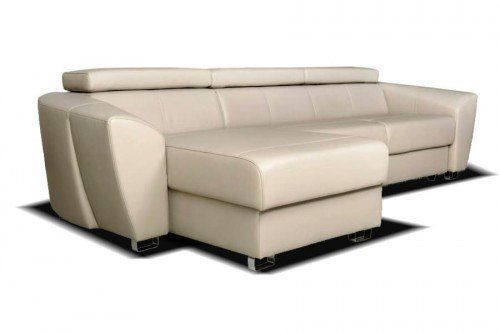 Duży narożnik do salonu z funkcją spania i regulowanymi zagłówkami Andria Skóra Naturalna - 302x158 cm